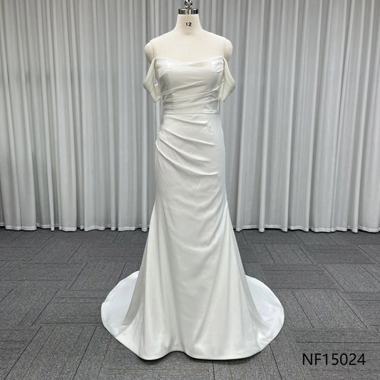 Luxury Sequin Tulle Mermaid Bride Dress Sweetheart Corset Wedding Gown Long Flared Train