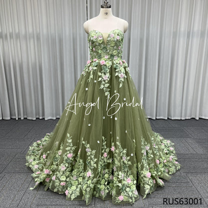 Quinceanera Ball Gowns Girls Dress 15 Years Party Lace 3D Flowers Princess Skirt Off-Shoulder Skirt