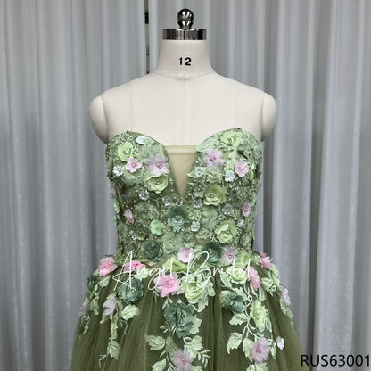 Quinceanera Ball Gowns Girls Dress 15 Years Party Lace 3D Flowers Princess Skirt Off-Shoulder Skirt