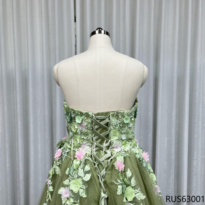 Quinceanera Ball Gowns Girls Dress 15 Years Party Lace 3D Flowers Princess Skirt Off-Shoulder Skirt