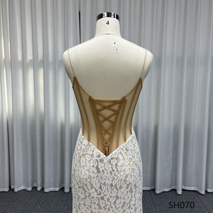 New Soft Yarn High Quality Trumpet Lace Embroidery Sex High End Fishtail Wedding Dresses for Bride Lady Elegant Wedding Dress