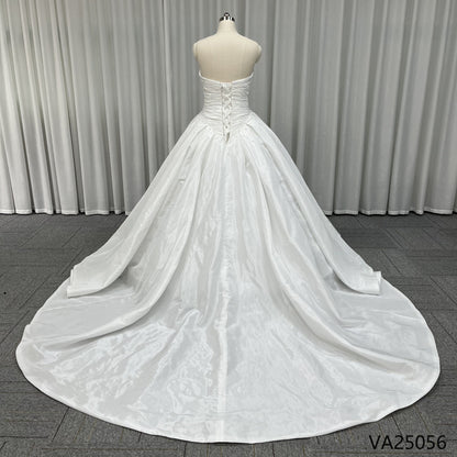Modern Satin Wedding Dress 100% Real Photos High Quality Ball Gown Sequined Lace Crystal Applique