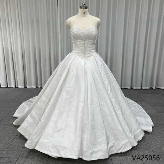 Modern Satin Wedding Dress 100% Real Photos High Quality Ball Gown Sequined Lace Crystal Applique