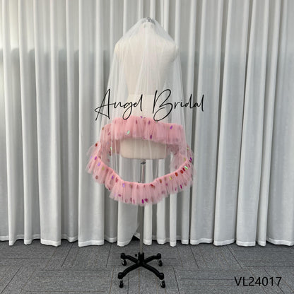 Minimalist Elegance Bridal Veil Fan Lace Trim Tulle Waltz Bridal Veil Dowry Accessories