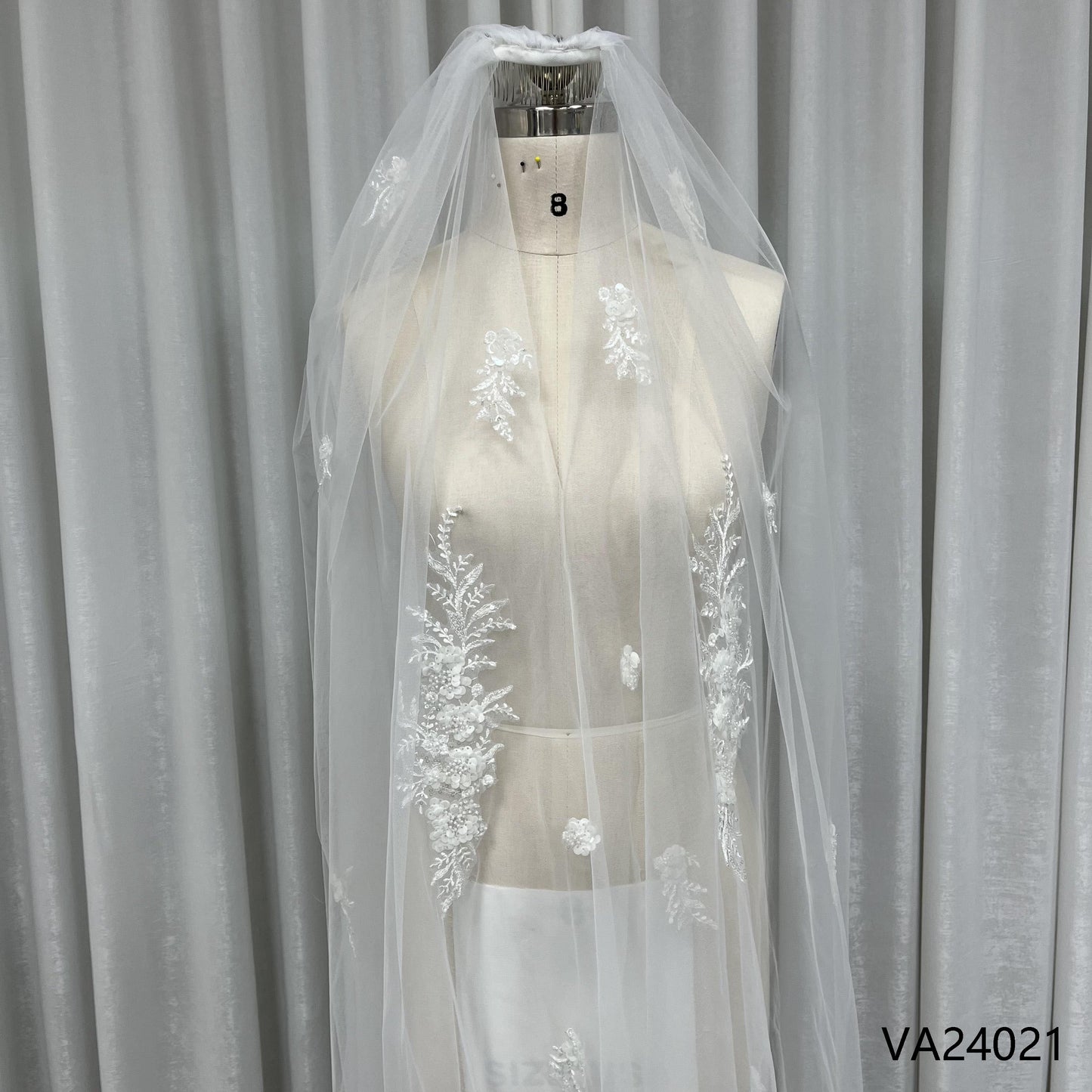 Real Made Lace Cape Long Cathedral Length Crystal Beading Shawl Bridal Veil for Wedding Gowns