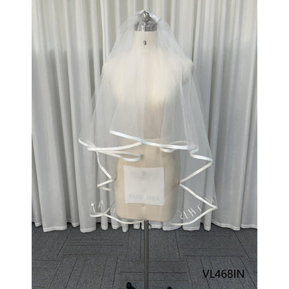 Best Seller Ribbon Binding Simple Tulle Double Layer Wedding Bridal Veil for Bachelorette Party
